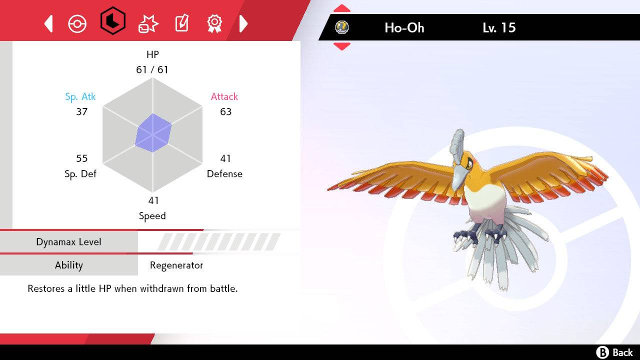 Pokemon Sword and Shield Ultra Shiny Ho-Oh 6IV-EV Trained - Pokemon4Ever