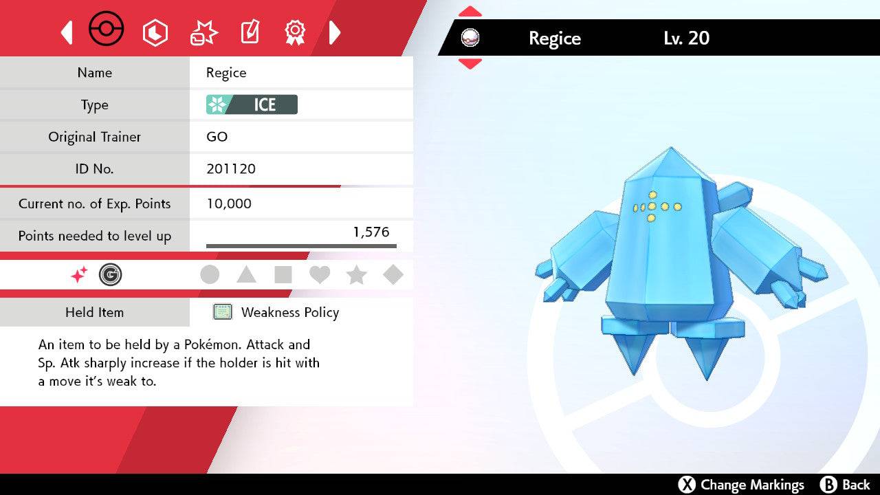 Pokemon Sword and Shield Ultra Shiny Regice 6IV-EV Trained - Pokemon4Ever