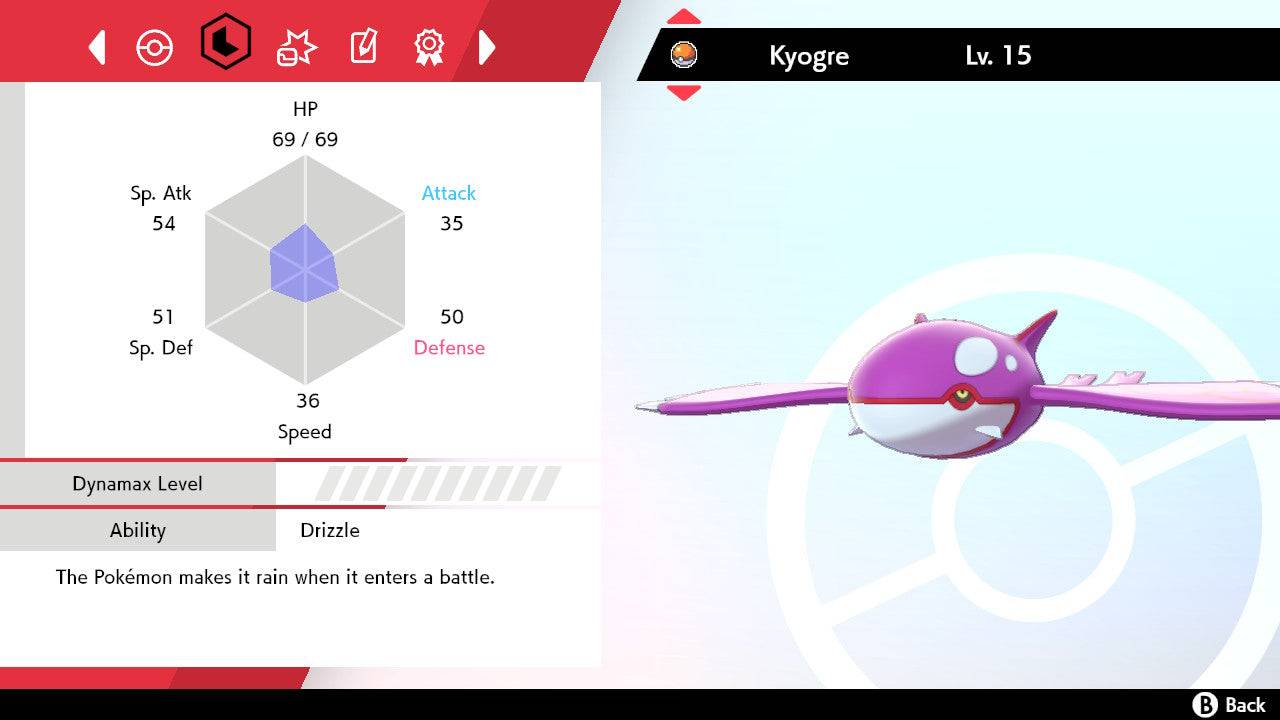 Pokemon Sword and Shield Ultra Shiny Kyogre 6IV-EV Trained - Pokemon4Ever