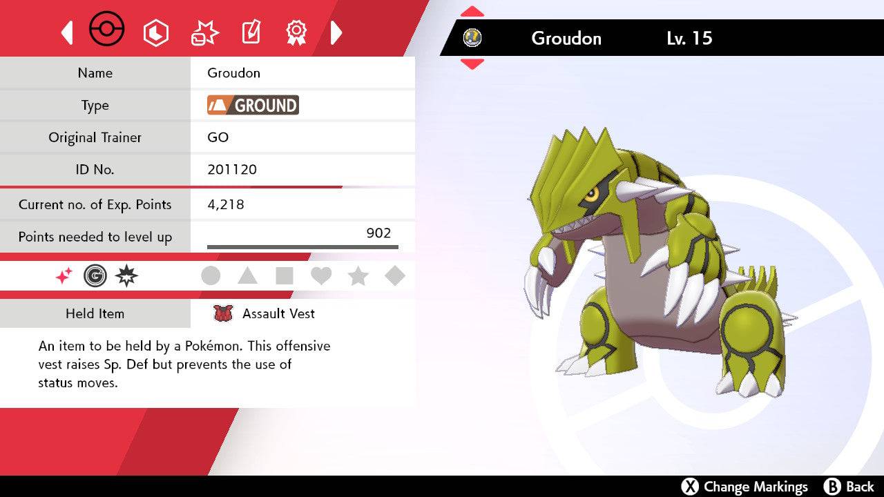 Pokemon Sword and Shield Ultra Shiny Groudon 6IV-EV Trained - Pokemon4Ever