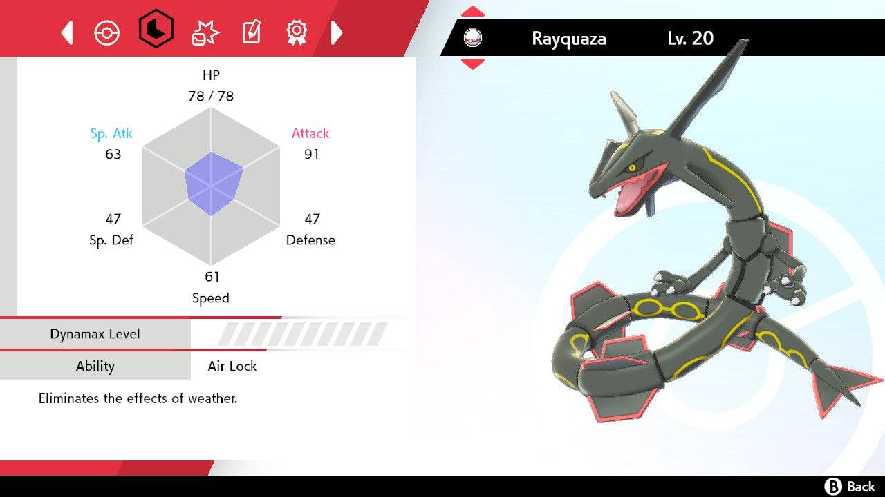 Pokemon Sword and Shield Ultra Shiny Rayquaza 6IV-EV Trained - Pokemon4Ever