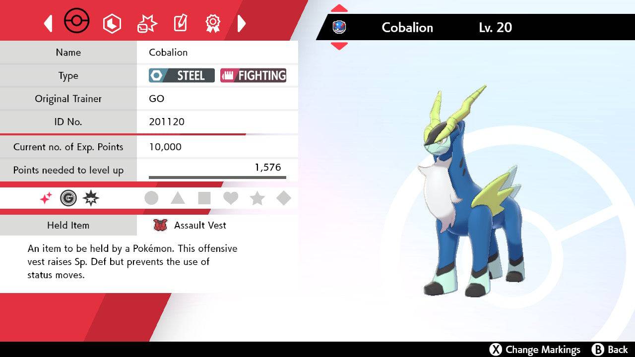 Pokemon Sword and Shield Ultra Shiny Cobalion 6IV-EV Trained - Pokemon4Ever