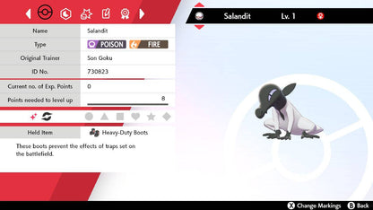 Pokemon Sword and Shield Shiny Salandit 6IV-EV Trained - Pokemon4Ever