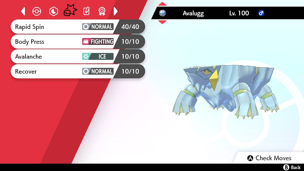 Pokemon Sword and Shield Shiny Avalugg 6IV-EV Trained - Pokemon4Ever