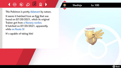 Pokemon Sword and Shield Shiny Shedinja 6IV-EV Trained - Pokemon4Ever