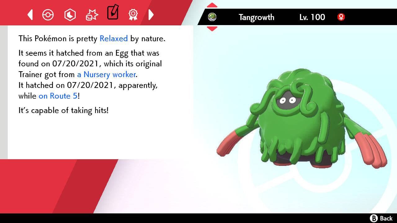 Pokemon Sword and Shield Shiny Tangrowth 6IV-EV Trained - Pokemon4Ever