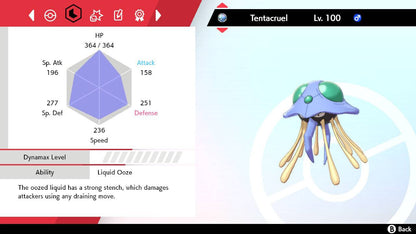 Pokemon Sword and Shield Shiny Tentacruel 6IV-EV Trained - Pokemon4Ever