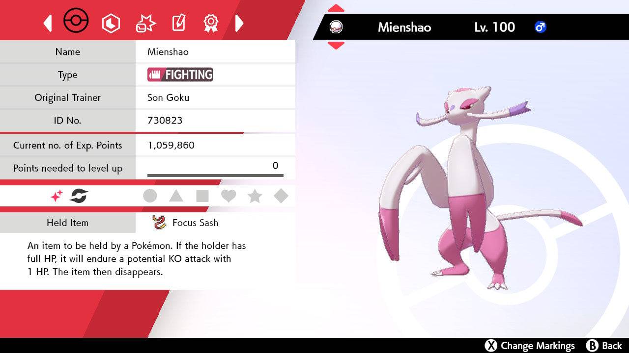 Pokemon Sword and Shield Shiny Mienshao 6IV-EV Trained - Pokemon4Ever