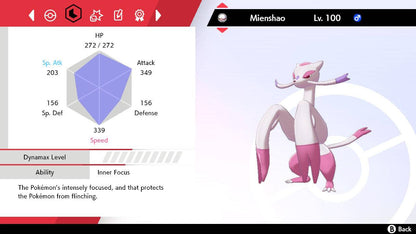 Pokemon Sword and Shield Shiny Mienshao 6IV-EV Trained - Pokemon4Ever
