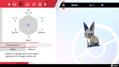 Pokemon Sword and Shield Shiny Nickit 6IV-EV Trained - Pokemon4Ever