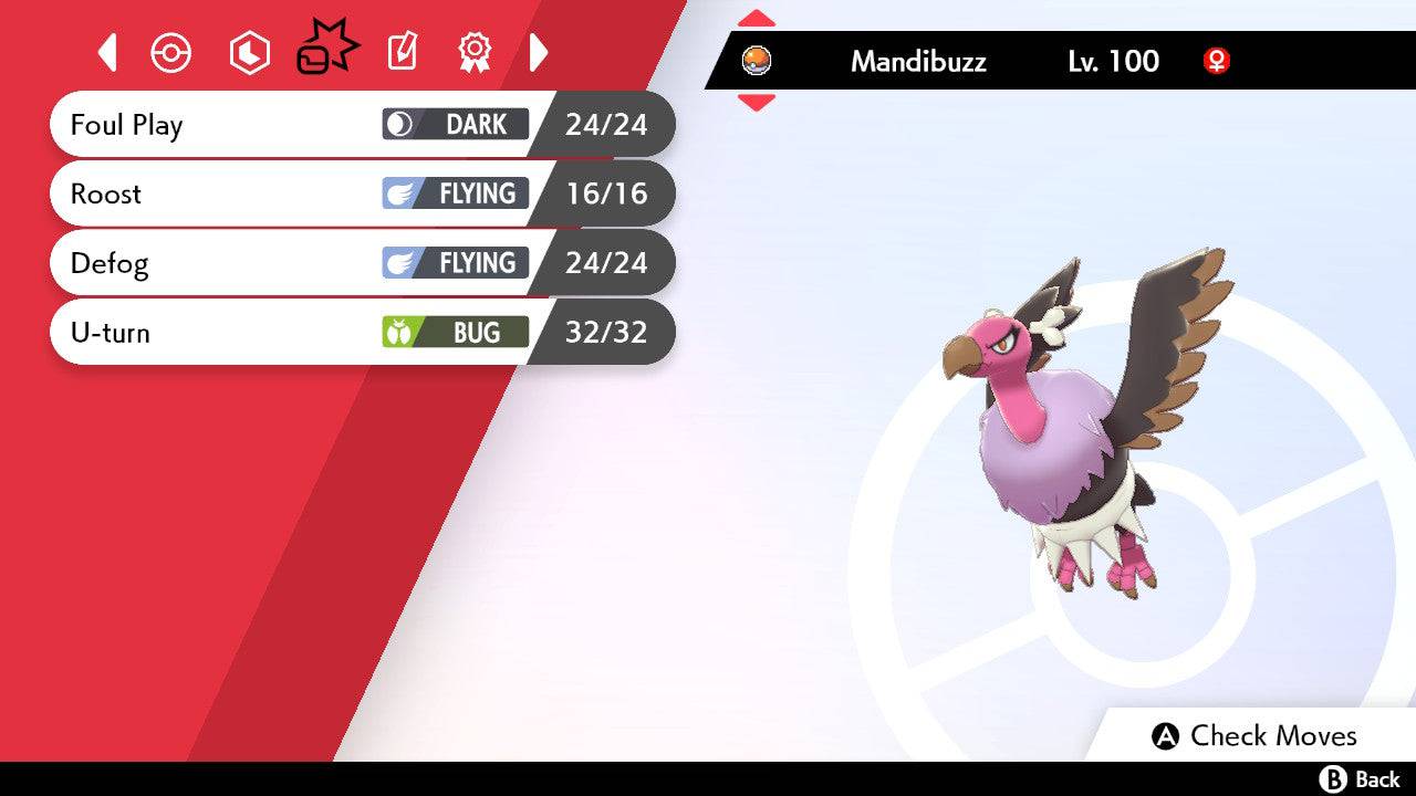 Pokemon Sword and Shield Shiny Mandibuzz 6IV-EV Trained - Pokemon4Ever