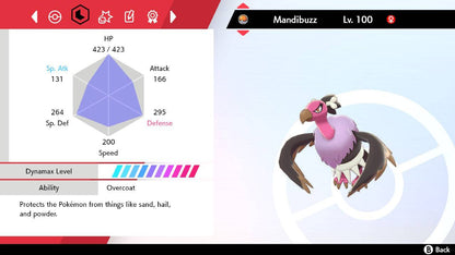 Pokemon Sword and Shield Shiny Mandibuzz 6IV-EV Trained - Pokemon4Ever