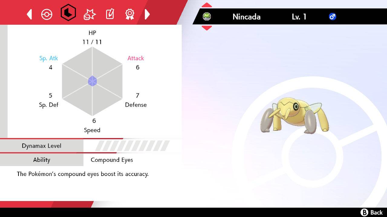Pokemon Sword and Shield Ultra Shiny Nincada 6IV-EV Trained - Pokemon4Ever