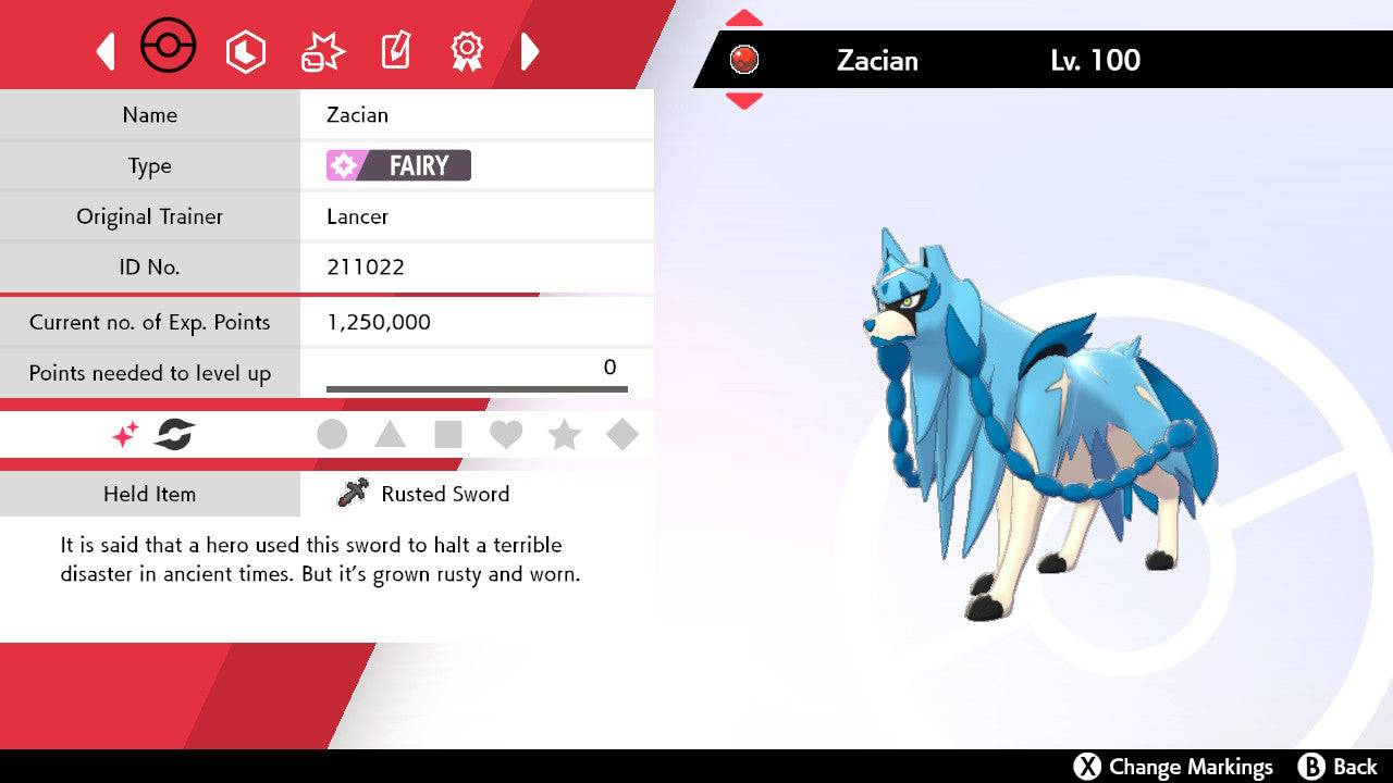 Pokemon Sword and Shield Ultra Shiny Zacian 6IV-EV Trained - Pokemon4Ever