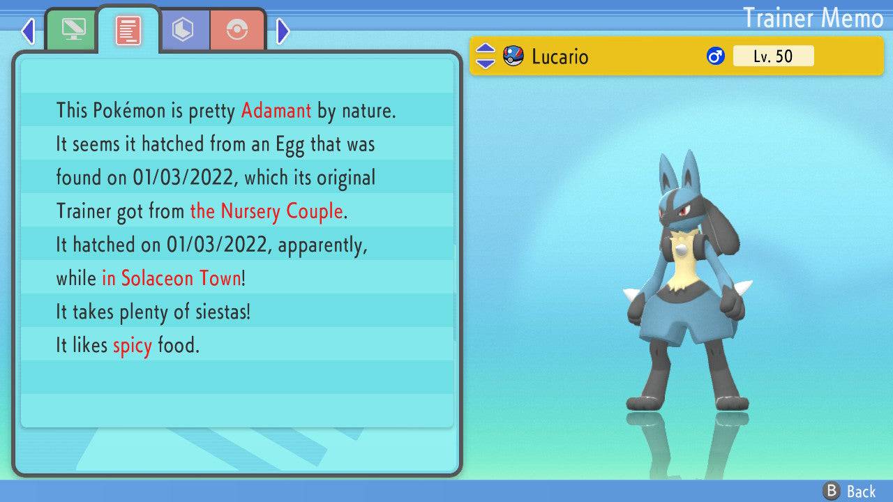 Pokemon Brilliant Diamond and Shining Pearl Lucario 6IV-EV Trained - Pokemon4Ever