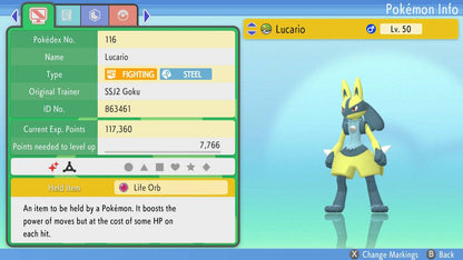 Pokemon Brilliant Diamond and Shining Pearl Lucario 6IV-EV Trained - Pokemon4Ever