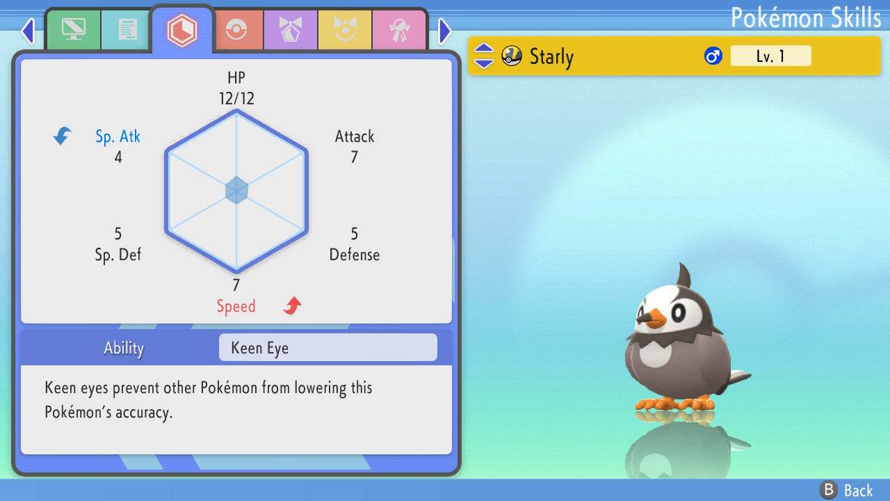 Pokemon Brilliant Diamond and Shining Pearl Starly 6IV-EV Trained - Pokemon4Ever