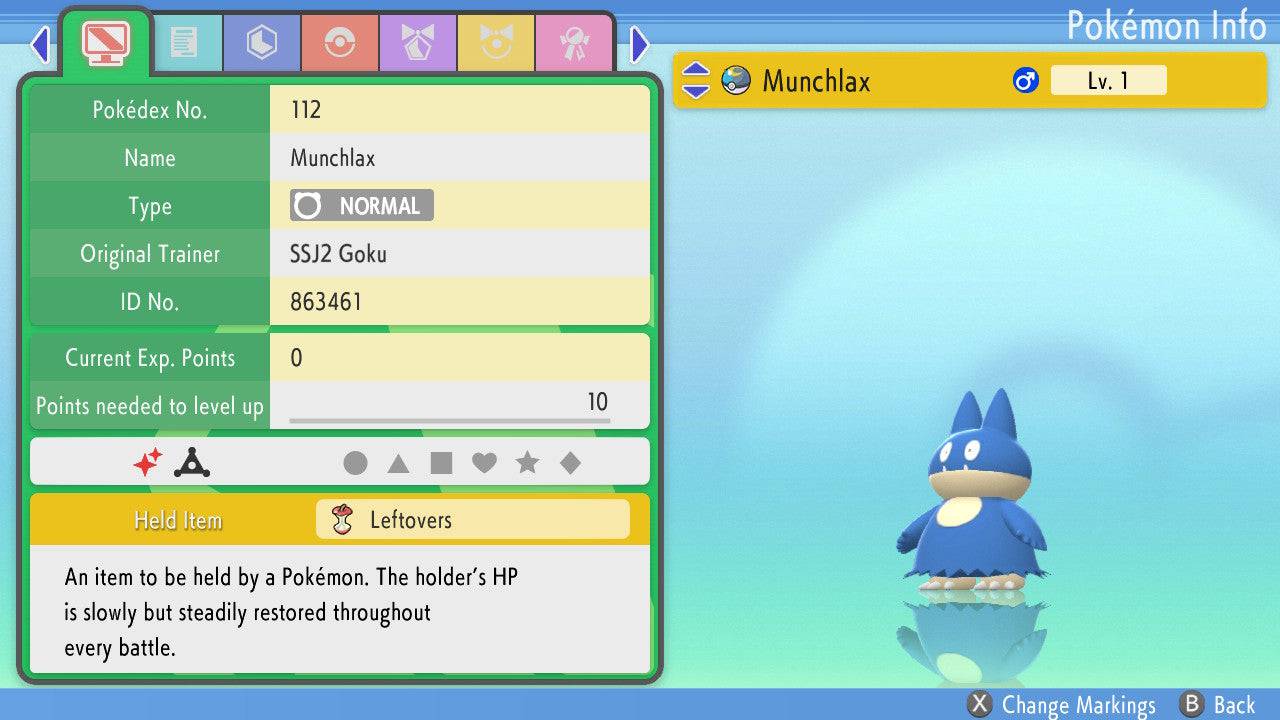 Pokemon Brilliant Diamond and Shining Pearl Munchlax 6IV-EV Trained - Pokemon4Ever