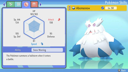 Pokemon Brilliant Diamond and Shining Pearl Abomasnow 6IV-EV Trained - Pokemon4Ever