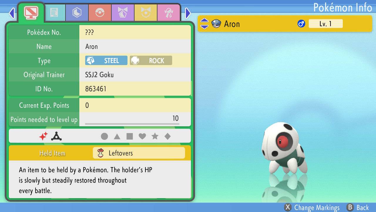 Pokemon Brilliant Diamond and Shining Pearl Aron 6IV-EV Trained - Pokemon4Ever