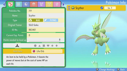 Pokemon Brilliant Diamond and Shining Pearl Scyther 6IV-EV Trained - Pokemon4Ever