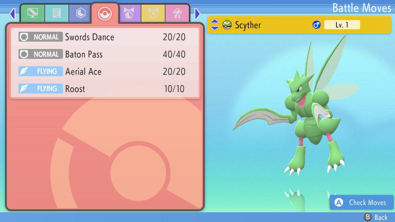 Pokemon Brilliant Diamond and Shining Pearl Scyther 6IV-EV Trained - Pokemon4Ever