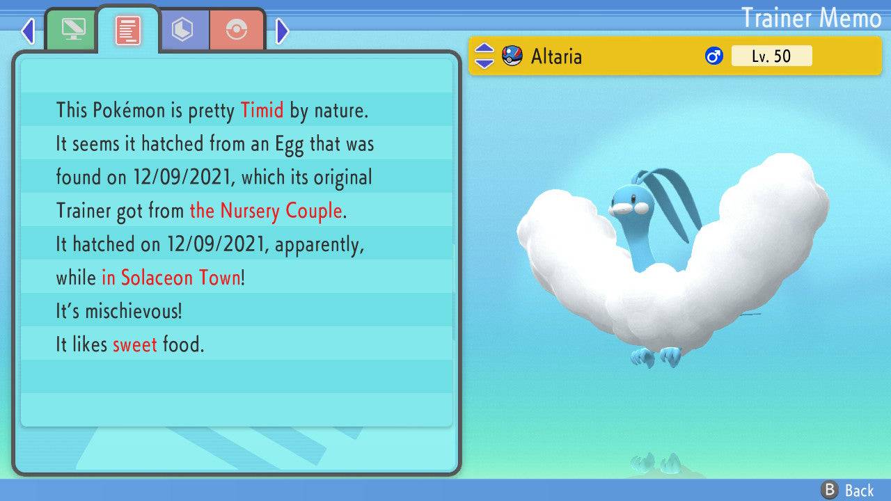 Pokemon Brilliant Diamond and Shining Pearl Altaria 6IV-EV Trained - Pokemon4Ever