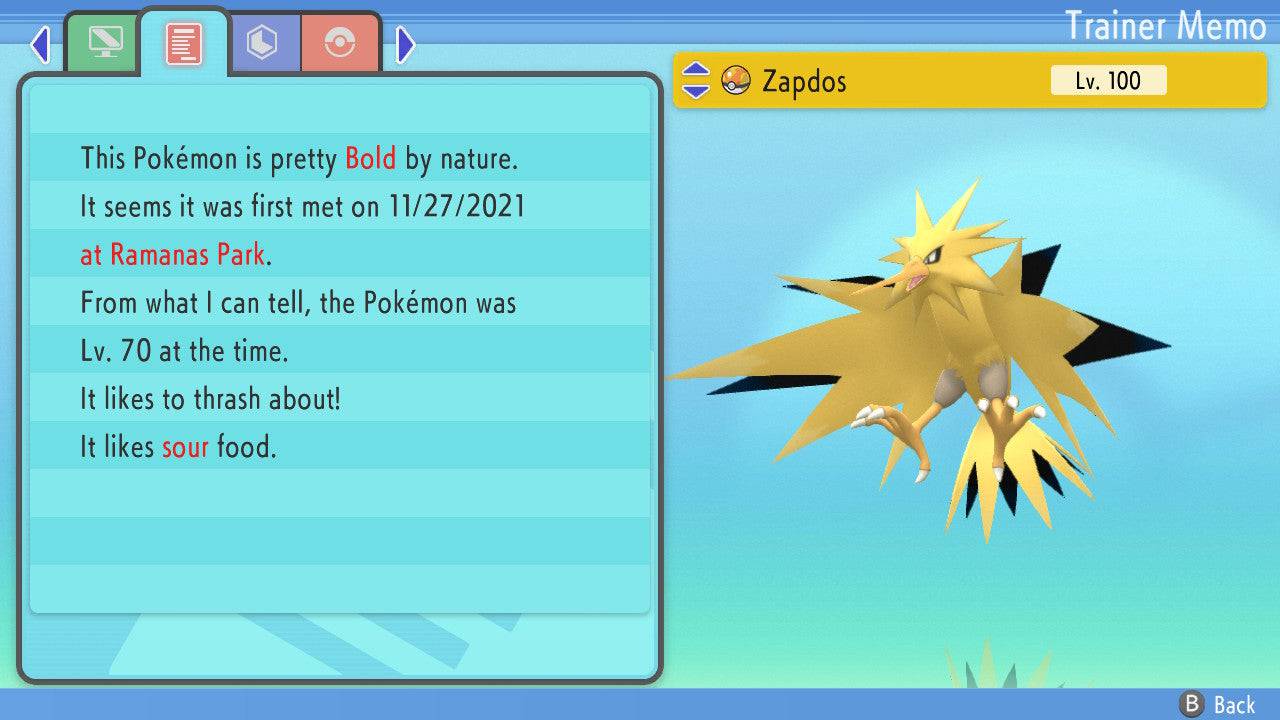 Pokemon Brilliant Diamond and Shining Pearl Zapdos 6IV-EV Trained - Pokemon4Ever