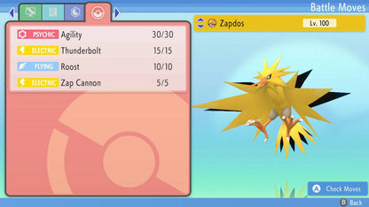 Pokemon Brilliant Diamond and Shining Pearl Zapdos 6IV-EV Trained - Pokemon4Ever