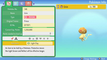 Pokemon Brilliant Diamond and Shining Pearl Uxie 6IV-EV Trained - Pokemon4Ever