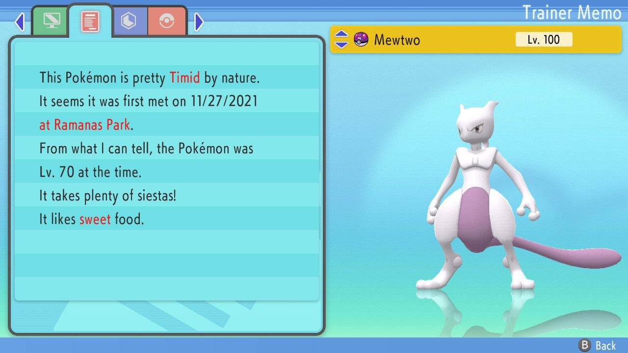 Pokemon Brilliant Diamond and Shining Pearl Mewtwo 6IV-EV Trained - Pokemon4Ever