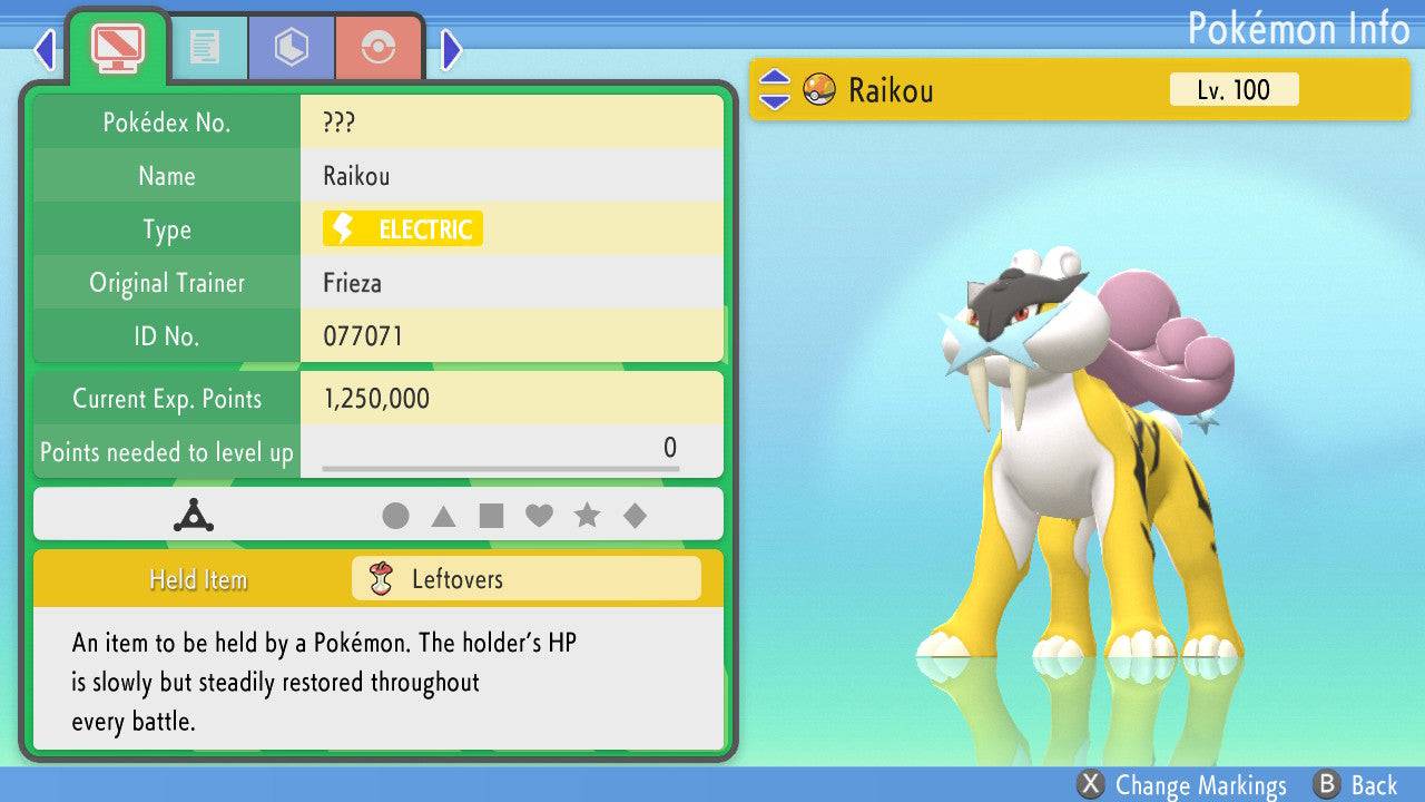 Pokemon Brilliant Diamond and Shining Pearl Raikou 6IV-EV Trained - Pokemon4Ever