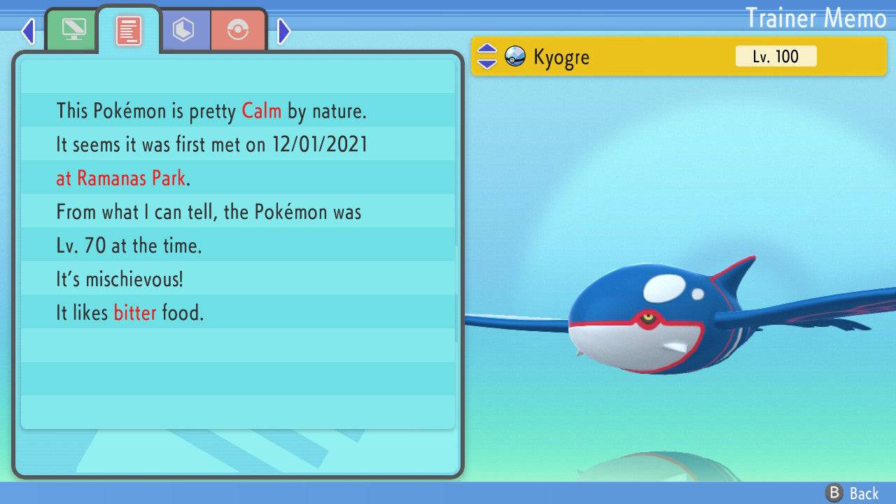 Pokemon Brilliant Diamond and Shining Pearl Kyogre 6IV-EV Trained - Pokemon4Ever