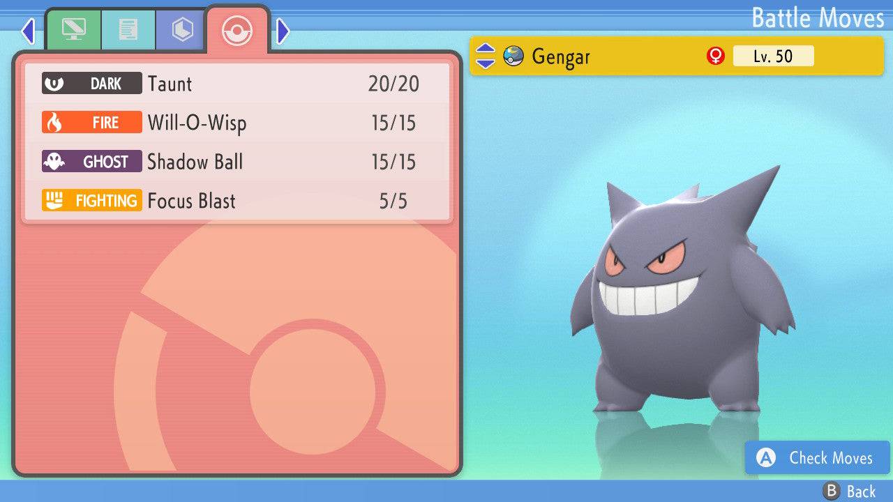 Pokemon Brilliant Diamond and Shining Pearl Gengar 6IV-EV Trained