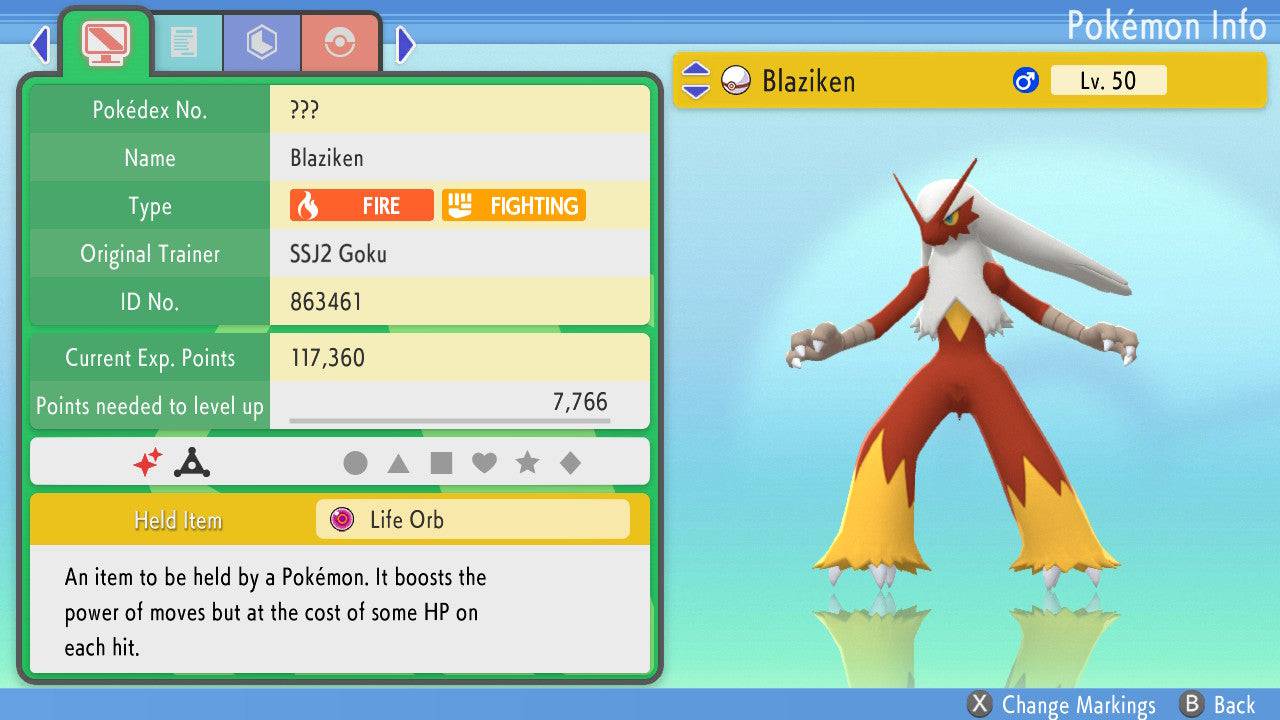 Pokemon Brilliant Diamond and Shining Pearl Blaziken 6IV-EV Trained - Pokemon4Ever