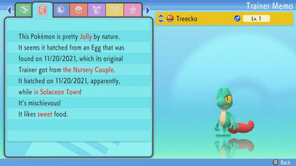 Pokemon Brilliant Diamond and Shining Pearl Treecko 6IV-EV Trained - Pokemon4Ever