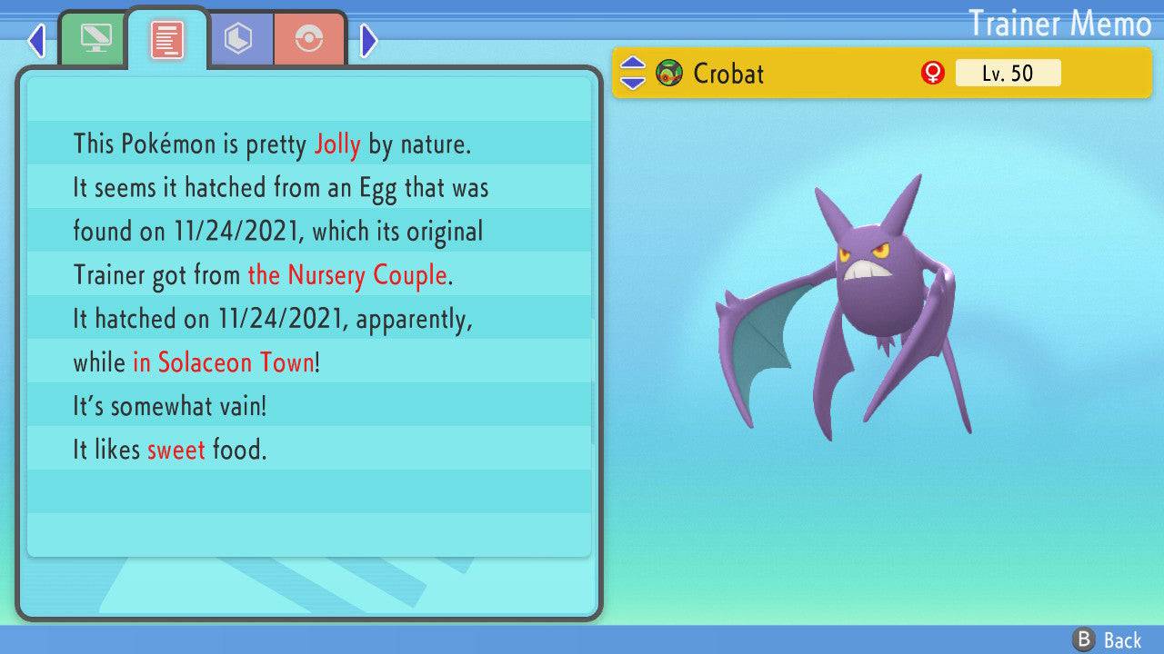 Pokemon Brilliant Diamond and Shining Pearl Crobat 6IV-EV Trained - Pokemon4Ever