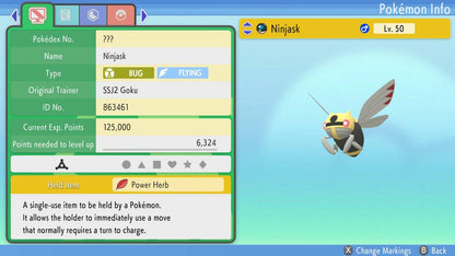 Pokemon Brilliant Diamond and Shining Pearl Ninjask 6IV-EV Trained - Pokemon4Ever