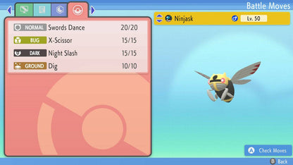 Pokemon Brilliant Diamond and Shining Pearl Ninjask 6IV-EV Trained - Pokemon4Ever