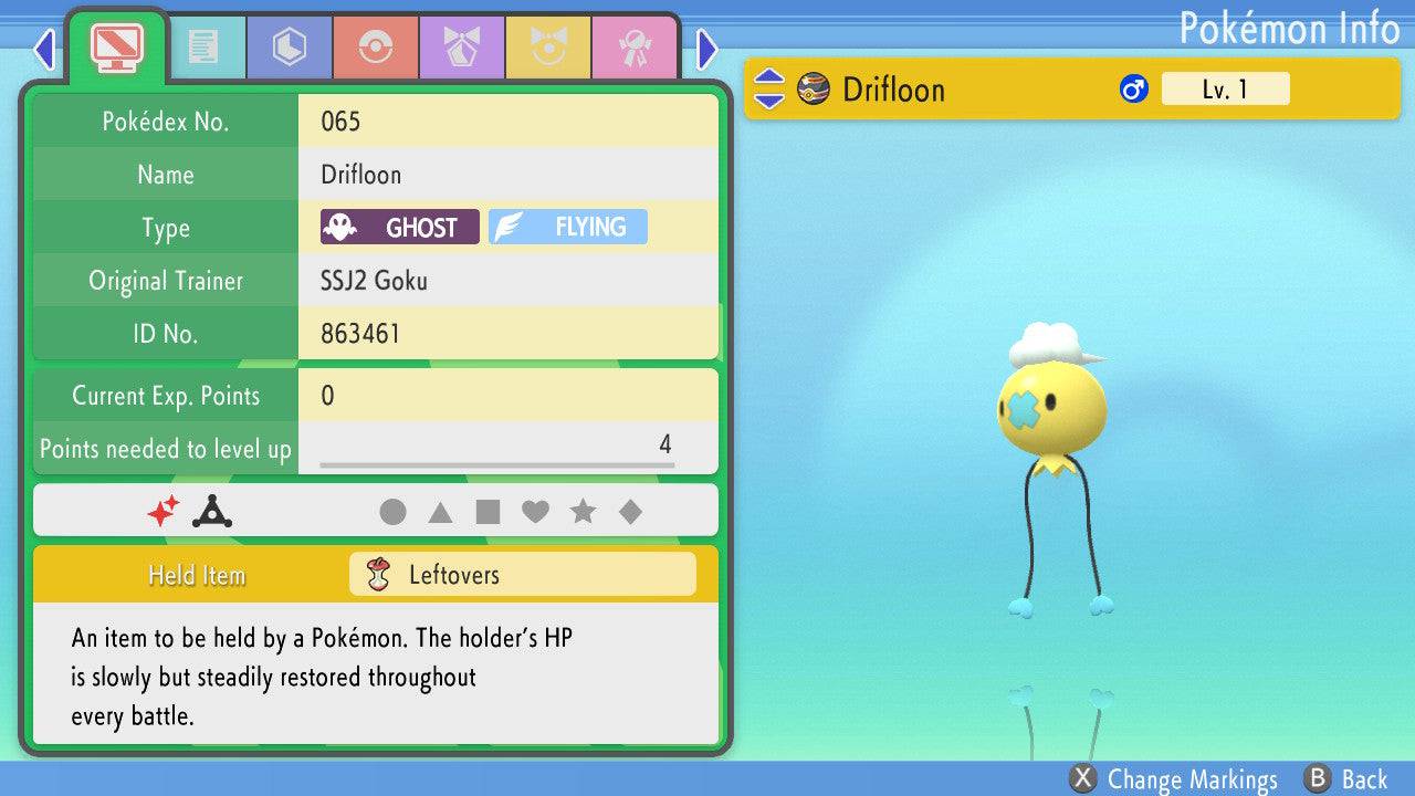 Pokemon Brilliant Diamond and Shining Pearl Drifloon 6IV-EV Trained - Pokemon4Ever