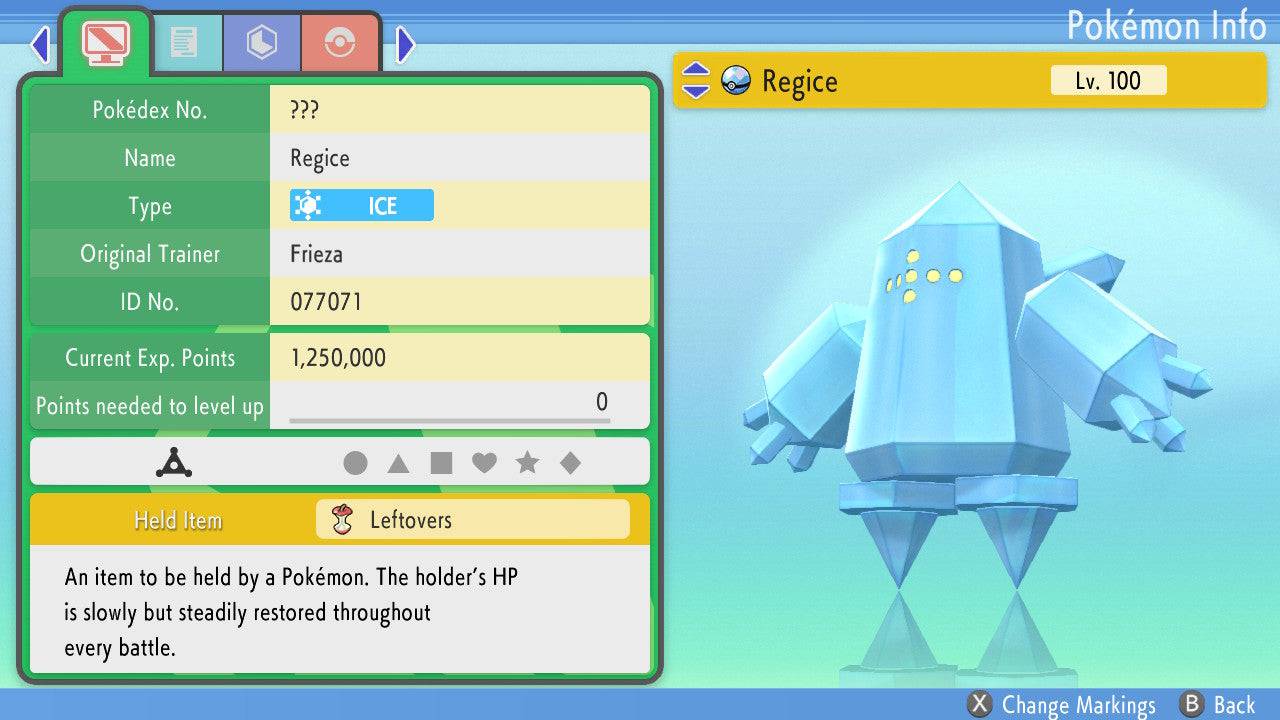 Pokemon Brilliant Diamond and Shining Pearl Regice 6IV-EV Trained - Pokemon4Ever