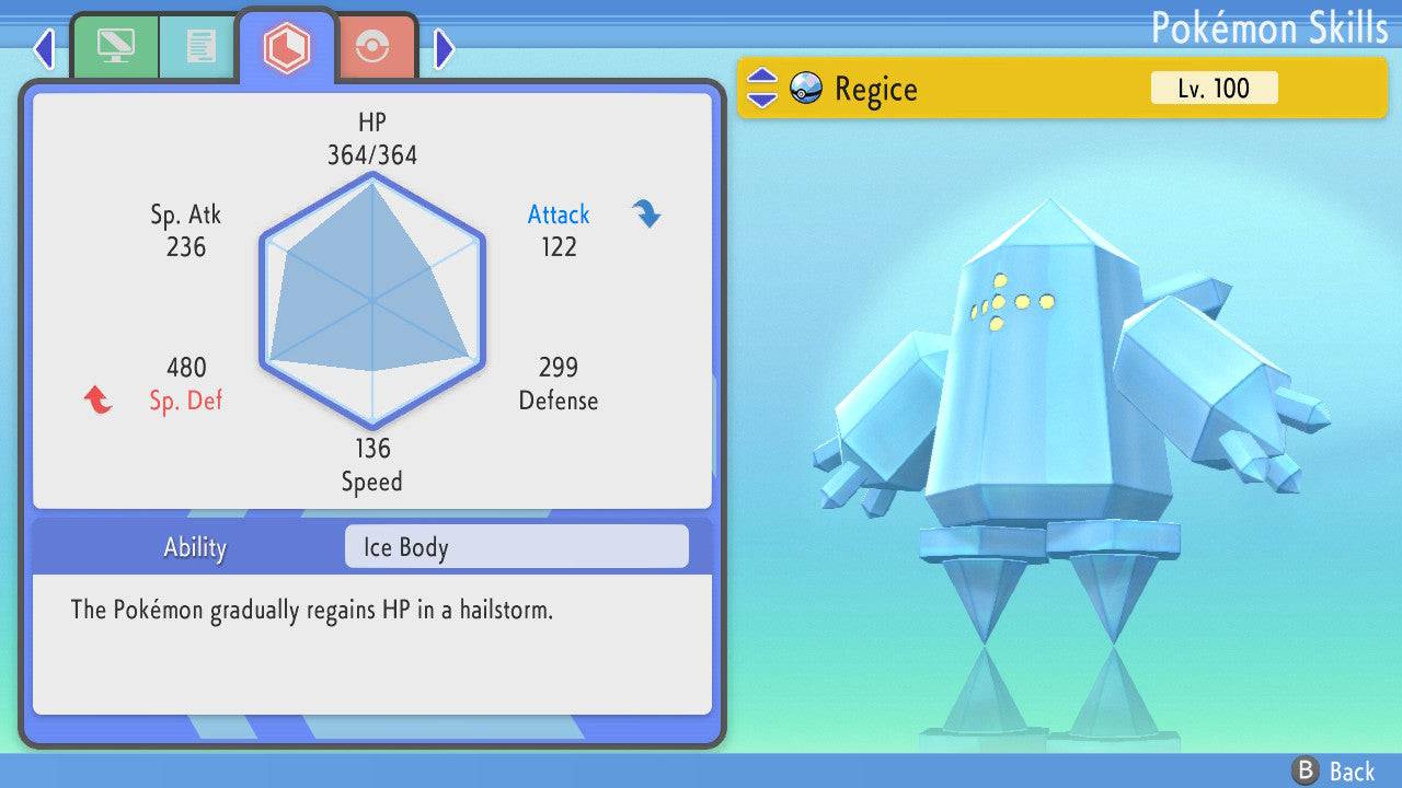 Pokemon Brilliant Diamond and Shining Pearl Regice 6IV-EV Trained - Pokemon4Ever