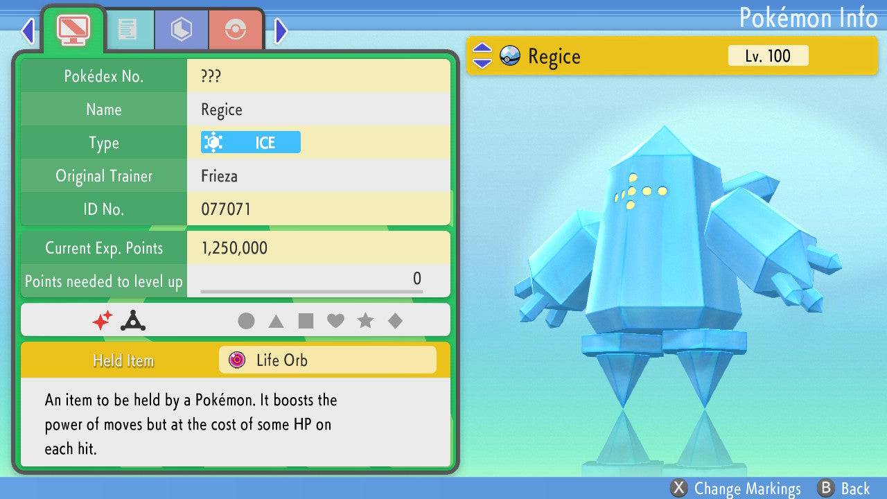 Pokemon Brilliant Diamond and Shining Pearl Regice 6IV-EV Trained - Pokemon4Ever