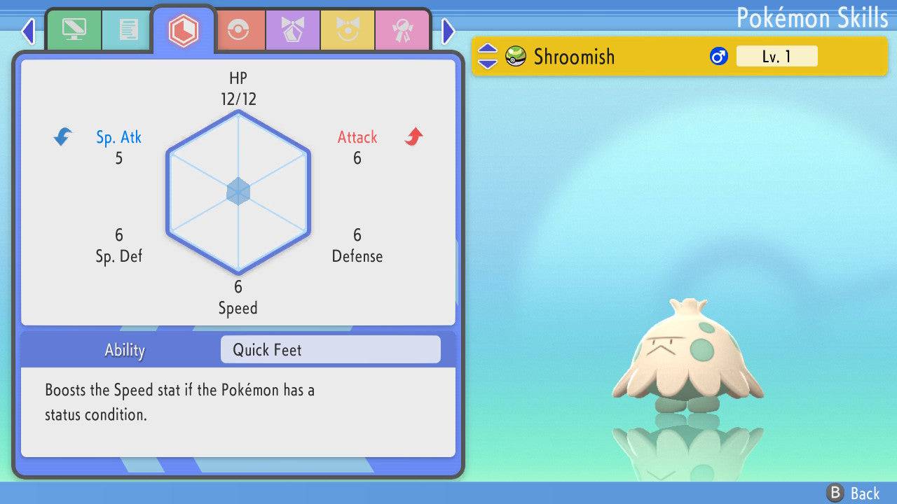 Pokemon Brilliant Diamond and Shining Pearl Shroomish 6IV-EV