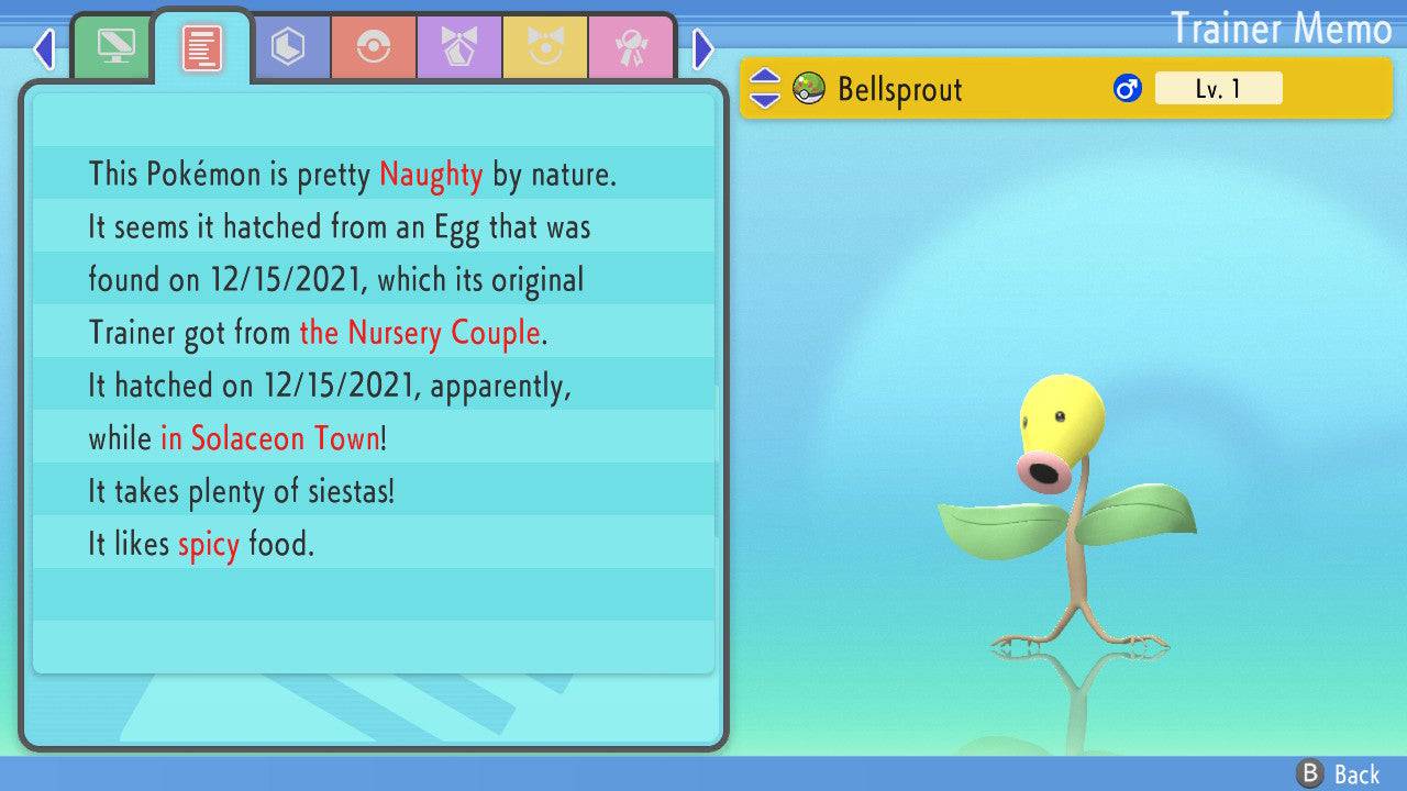 Pokemon Brilliant Diamond and Shining Pearl Bellsprout 6IV-EV Trained - Pokemon4Ever