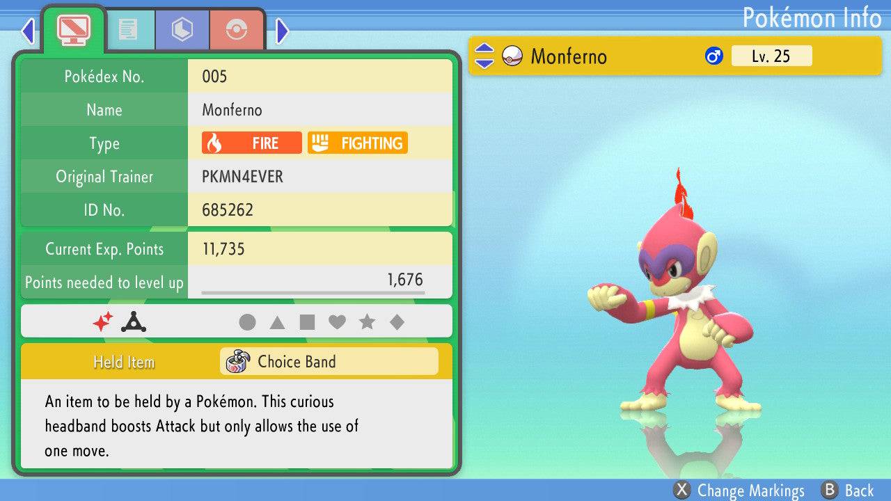 Pokemon Brilliant Diamond and Shining Pearl Hidden Ability Monferno 6IV-EV Trained - Pokemon4Ever