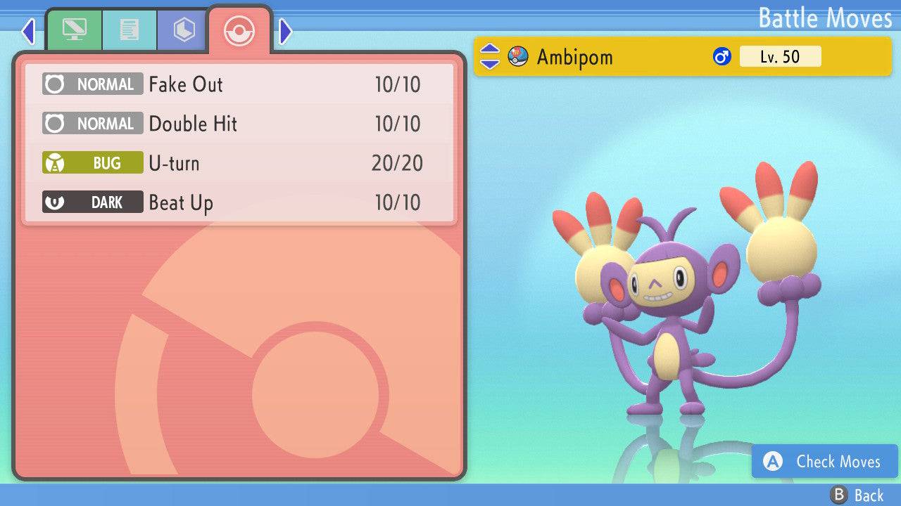 Pokemon Brilliant Diamond and Shining Pearl Ambipom 6IV-EV Trained