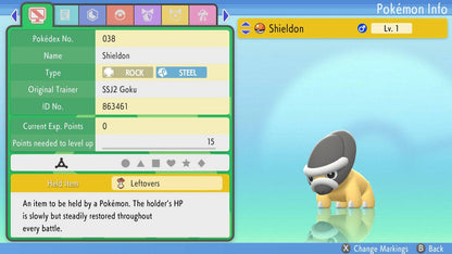 Pokemon Brilliant Diamond and Shining Pearl Shieldon 6IV-EV Trained - Pokemon4Ever