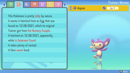 Pokemon Brilliant Diamond and Shining Pearl Aipom 6IV-EV Trained - Pokemon4Ever