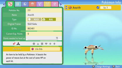 Pokemon Brilliant Diamond and Shining Pearl Anorith 6IV-EV Trained - Pokemon4Ever